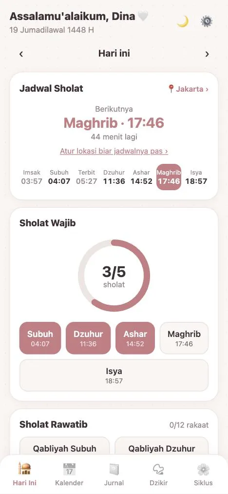 Muslimah Tracker: jadwal sholat dan checklist sholat wajib